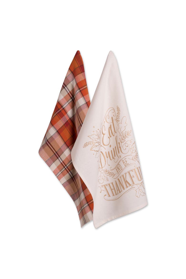 Asst Check Fall Be Thankful Printed Dishtowel Set/2, Main, color, Be Thankful