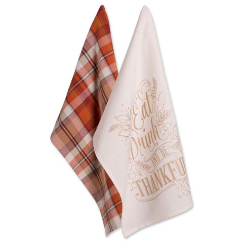 Asst Check Fall Be Thankful Printed Dishtowel Set/2
