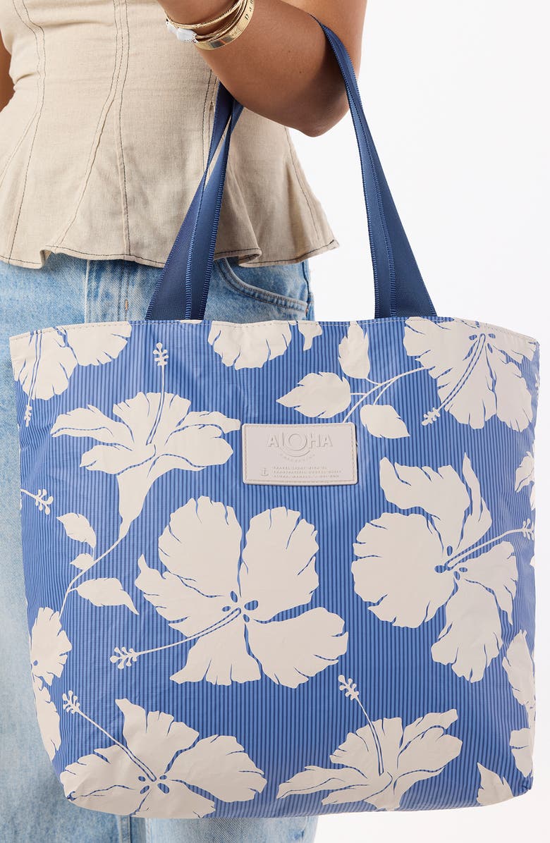 Aloha Collection Day Tripper Salina Tiny Stripe Water Resistant Tyvek<sup>®</sup> Tote, Alternate, color, Navy