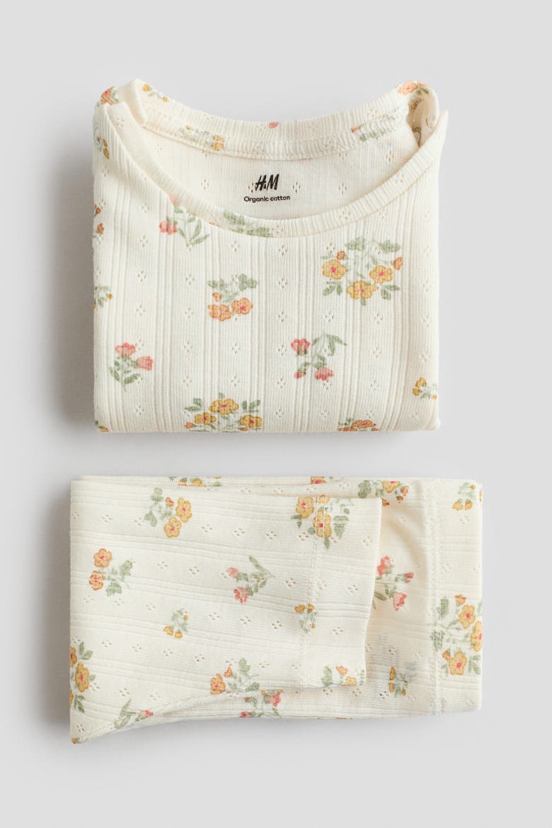 2-piece Printed Cotton Set, Alternate, color, Light beige/floral