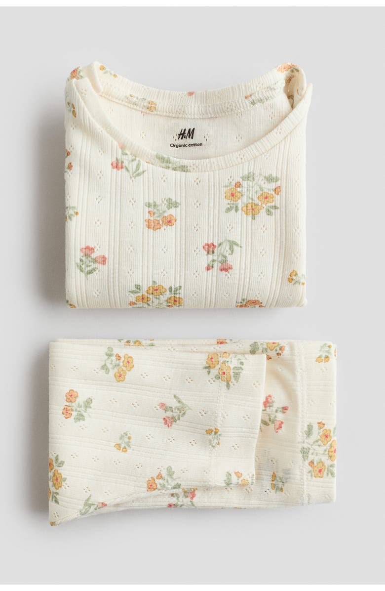H&M 2-piece Printed Cotton Set, Alternate, color, Light Beige/Floral