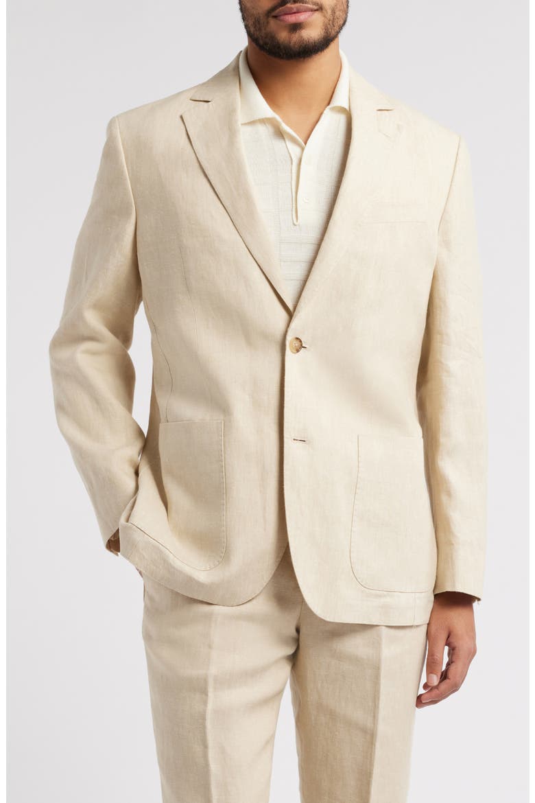 Henrik Trim Fit Solid Italian Linen Suit Separate Jacket, Main, color, TAN DESERT