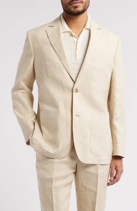 Henrik Trim Fit Solid Italian Linen Suit Separate Jacket (Regular & Big)