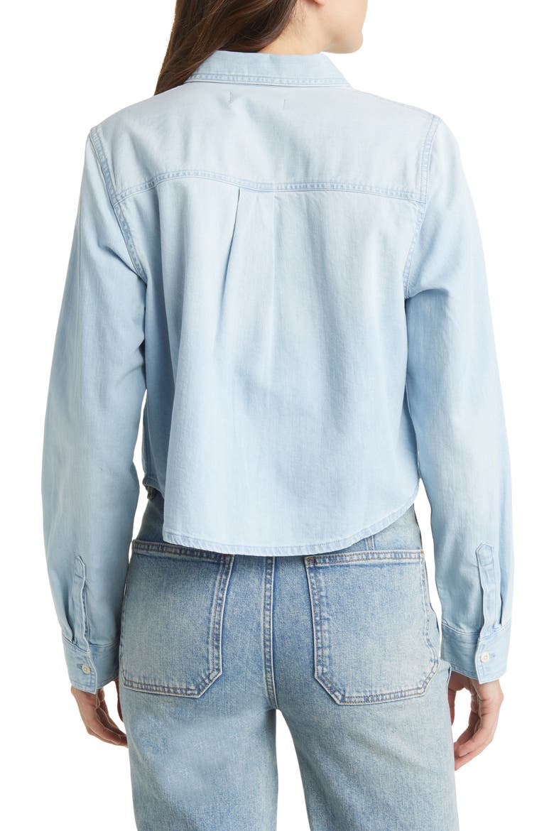 Crop Straight Hem Denim Button-Up Shirt, Alternate, color, SOUTHRUSH WASH