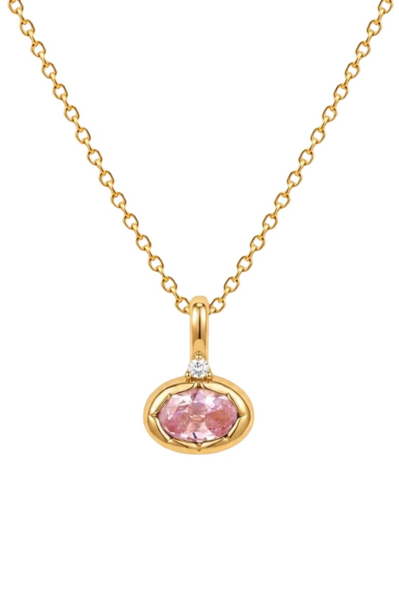 Oval Birthstone Charm Necklace, Main, color, Gold Vermeil - October