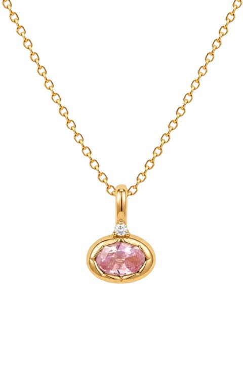 Oval Birthstone Charm Necklace
