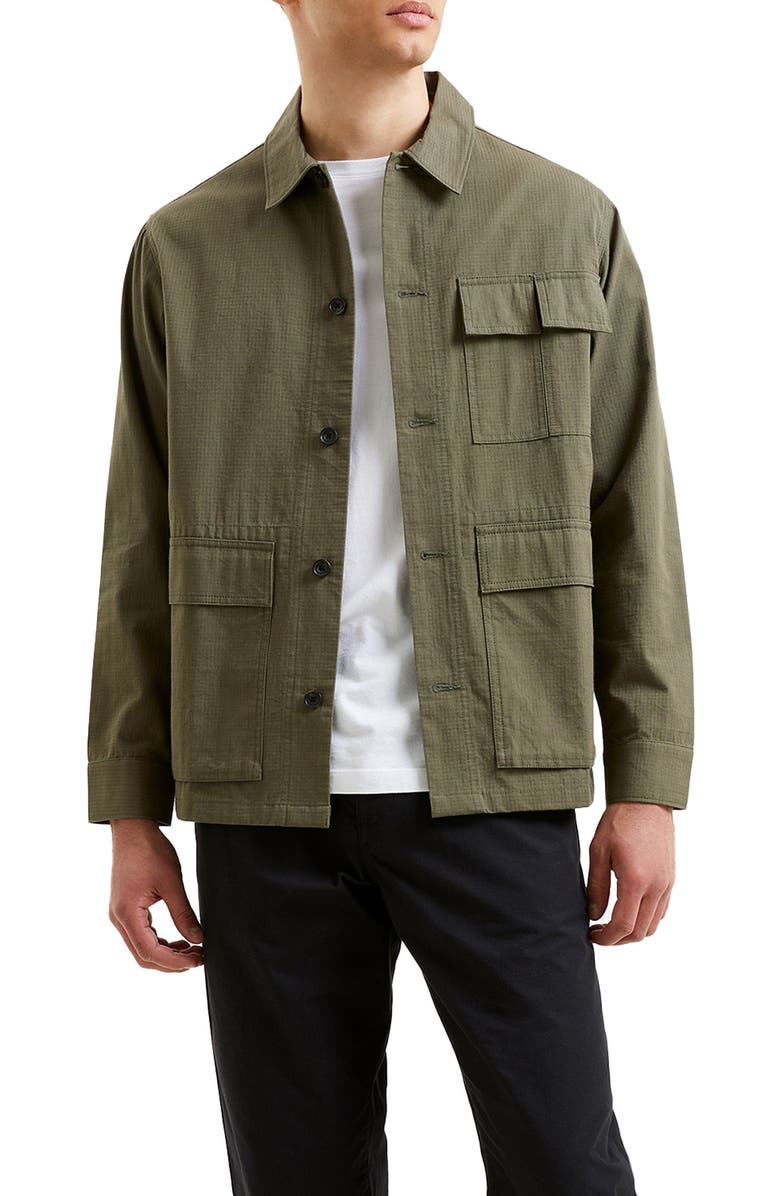 French Connection Military Ripstop Button-Up Overshirt, Main, color, 