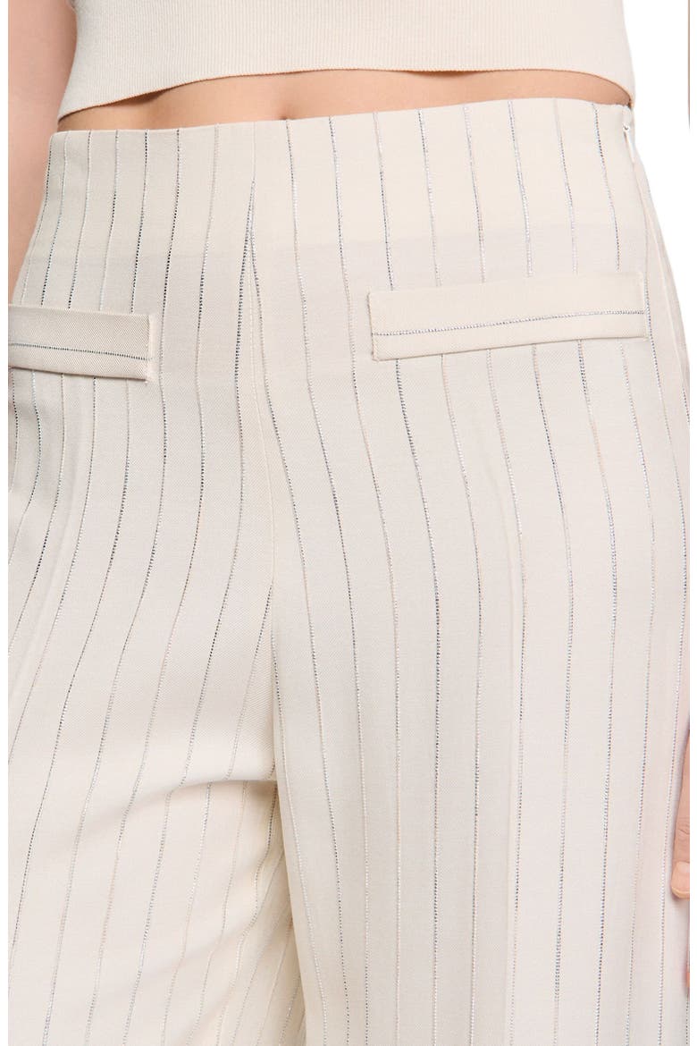 Striped trousers, Alternate, color, Ecru / silver