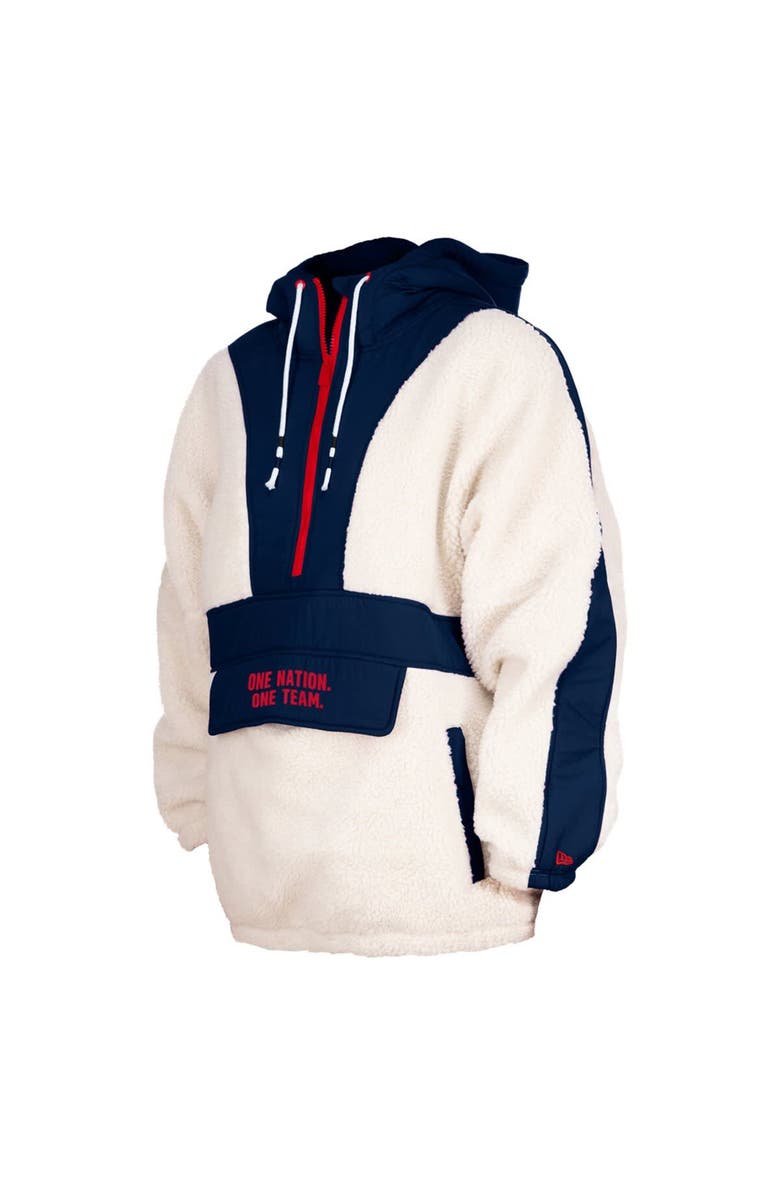 5TH AND OCEAN BY NEW ERA Women's 5th & Ocean by New Era Cream USWNT Athleisure Sherpa Half-Zip Hoodie, Alternate, color, 