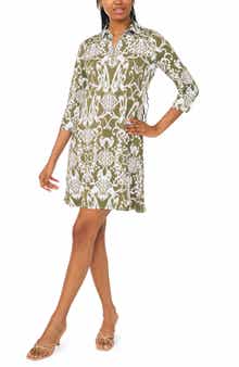Quarter-Zip Collared Swing Dress