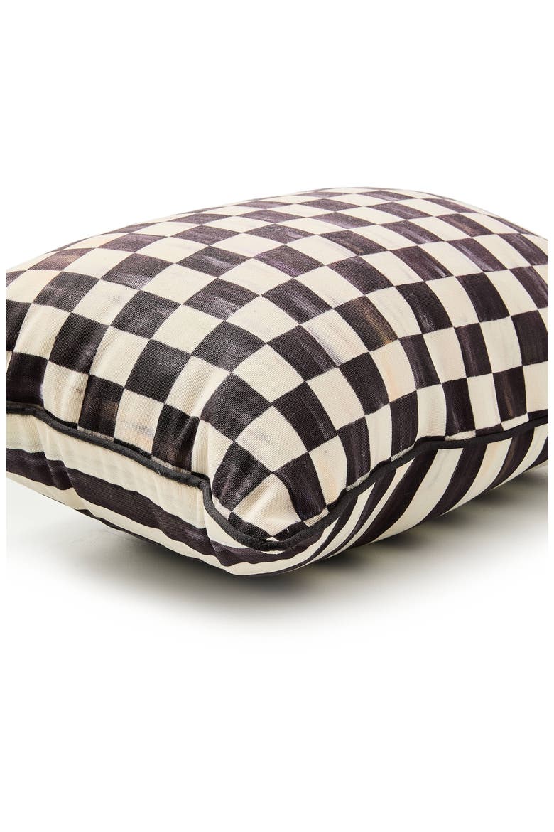 Courtly Check Print Outdoor Lumbar Pillow, Alternate, color, BLACK