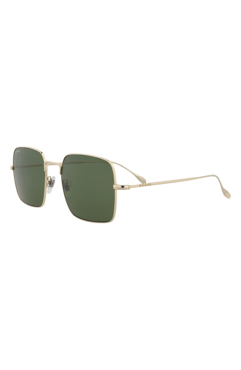 Gucci 54mm Square Sunglasses, Alternate, color, Gold Gold Green