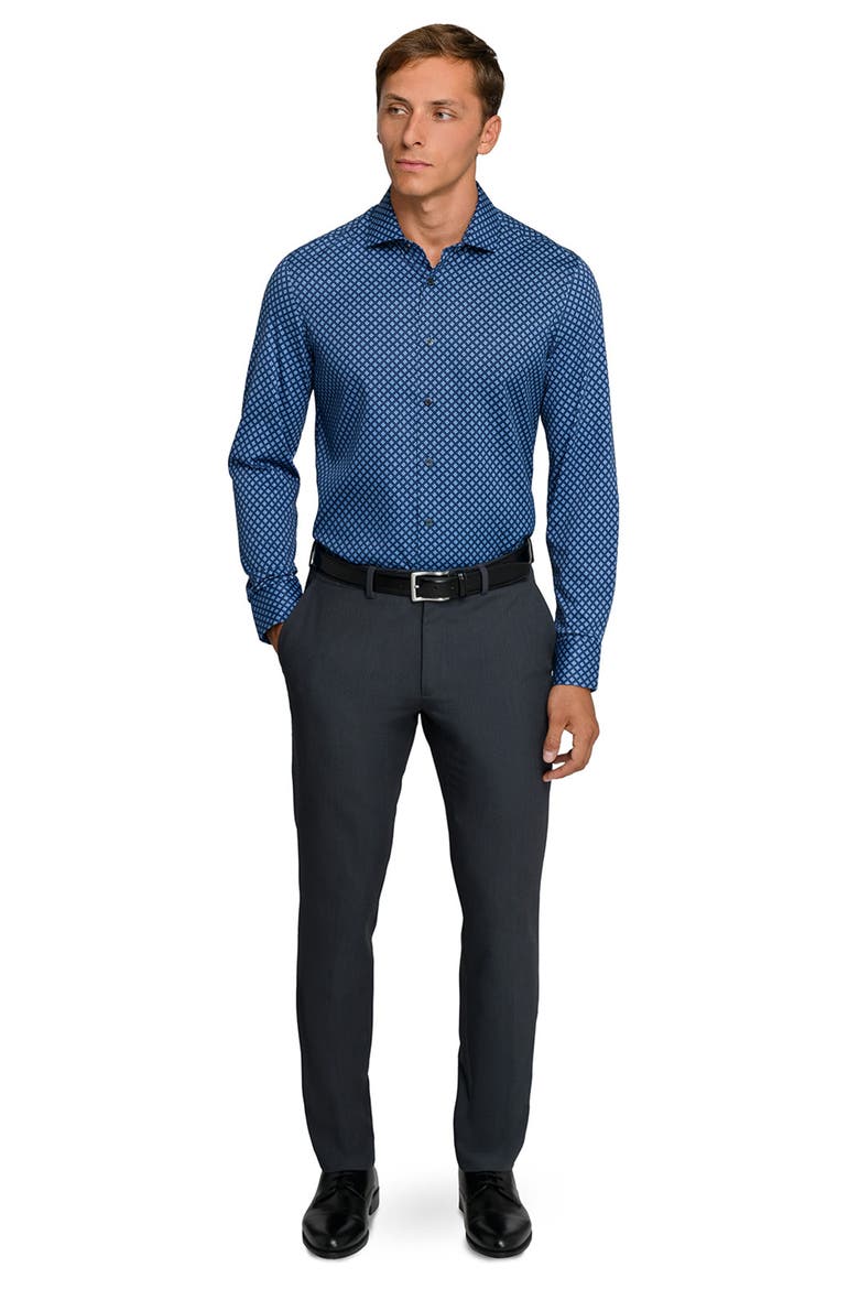Reworked Slim Fit Blue Diamond Print Cotton Dress Shirt, Alternate, color, NAVY/ BLUE