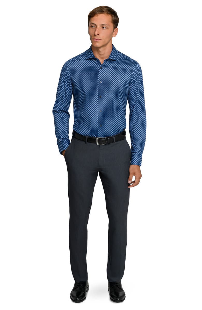 W.R.K Reworked Slim Fit Blue Diamond Print Cotton Dress Shirt, Alternate, color, Navy/ Blue