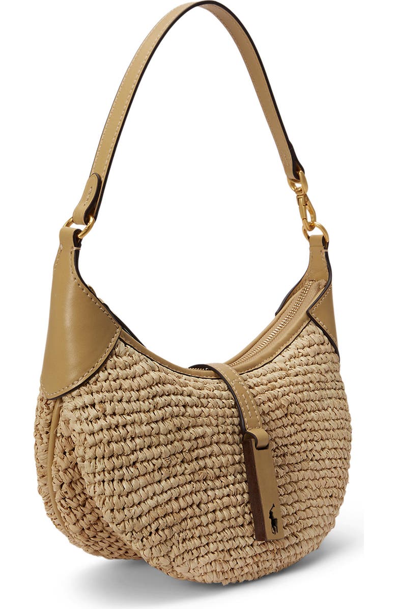 Polo Ralph Lauren Raffia Shoulder Bag, Alternate, color, Natural/ Cashmere