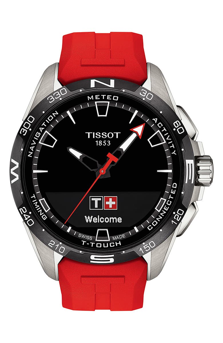 Tissot T-Touch Connect Solar Smart Silicone Strap Watch, 47.5mm, Main, color, 