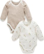 Purebaby 2 Pack Long Sleeve Bodysuit