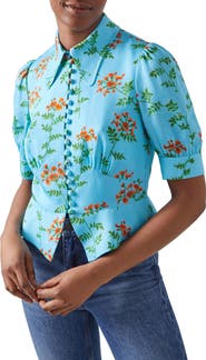 LK Bennett Esme Norse Floral Peplum Shirt