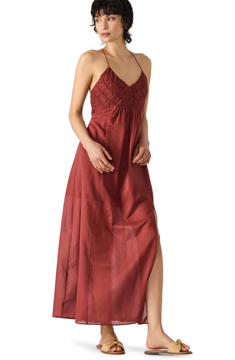 Steve Madden Brianna Side Slit Sleeveless Cotton Maxi Dress, Alternate, color, Dusty Brick