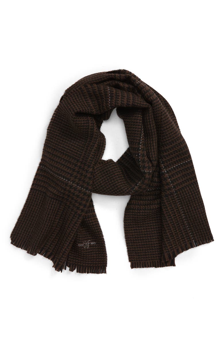 Hickey Freeman Glen Plaid Merino Wool Scarf, Main, color, 
