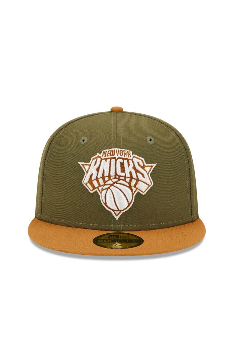 New Era Men's New Era  Olive/Orange New York Knicks Two-Tone 59FIFTY Fitted Hat, Alternate, color, 