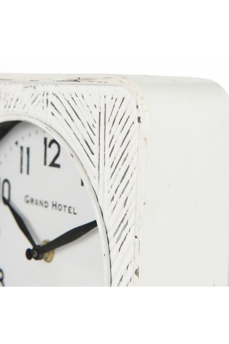 Karl Rustic Iron Rounded Square Table Clock, Alternate, color, White