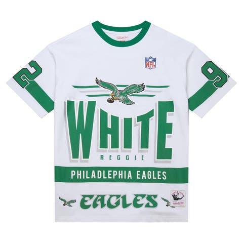 Men's Mitchell & Ness Reggie White White Philadelphia Eagles Name & Number Team Origins Vintage Logo T-Shirt