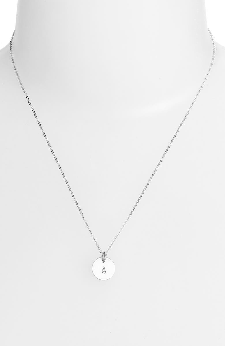 Nashelle Sterling Silver Initial Mini Disc Necklace, Alternate, color, Sterling Silver A