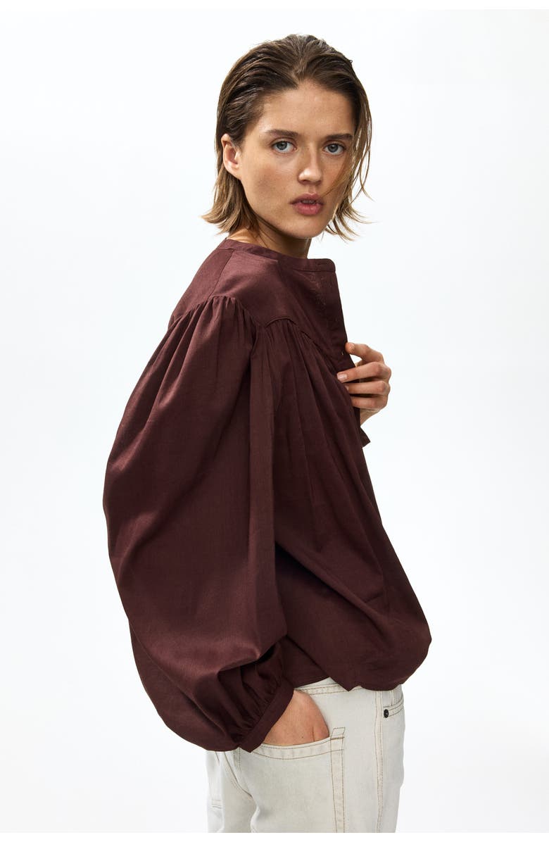 H&M Oversized blouse, Alternate, color, Dark Rust Brown