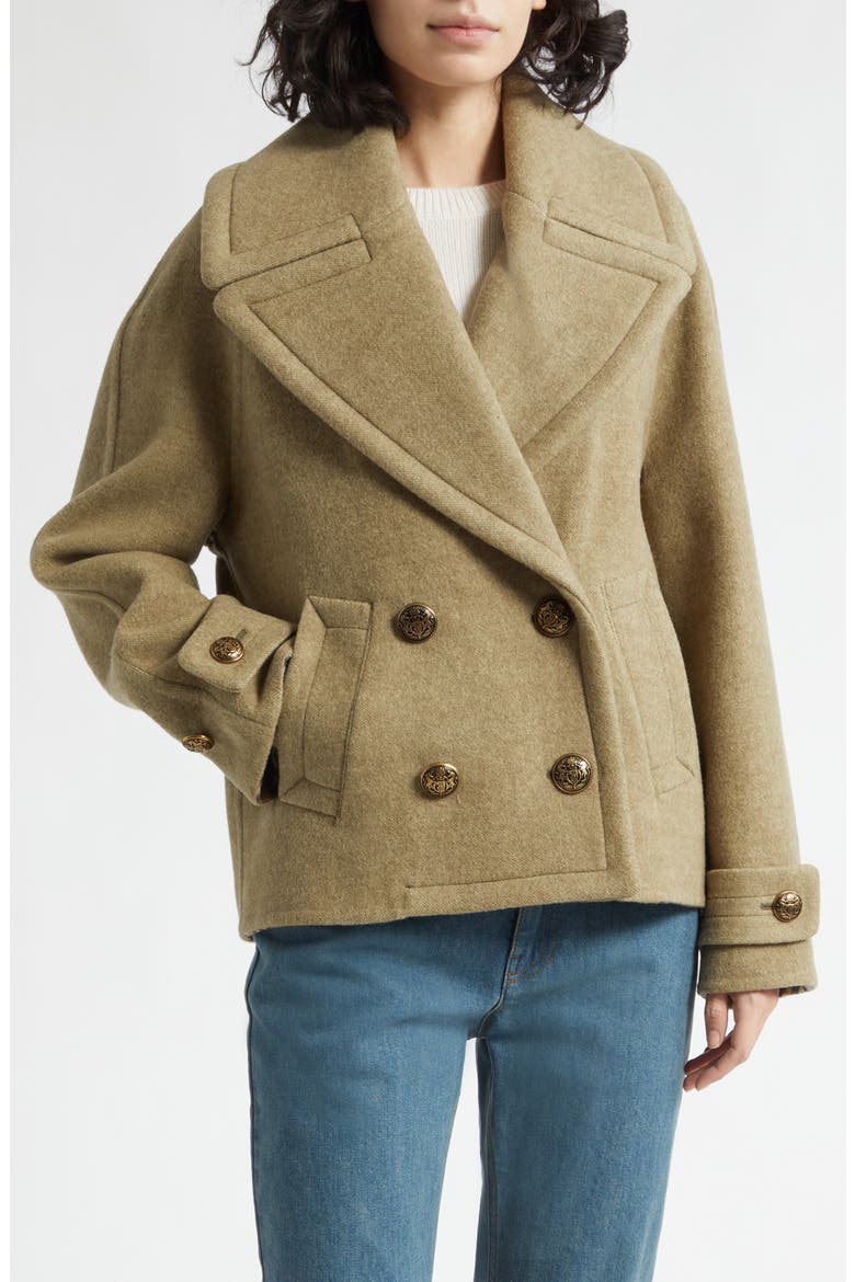 Caitlin Short Peacoat, Main, color, GLADE GREEN/ GLADE GREEN CHECK