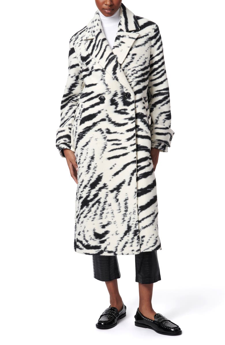 Bernardo Bengal Tiger Stripe Double-Breasted Coat, Main, color, 