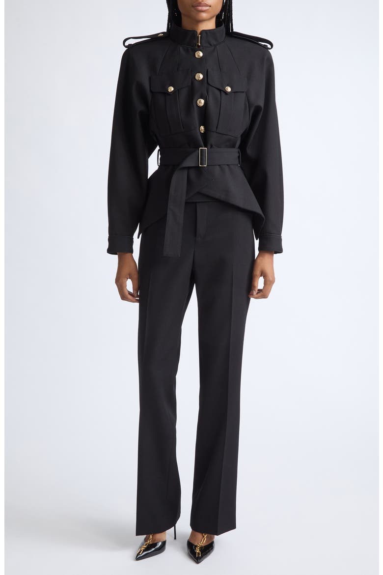 Virgin Wool Grain de Poudre Tailored Trousers, Alternate, color, 0PA BLACK