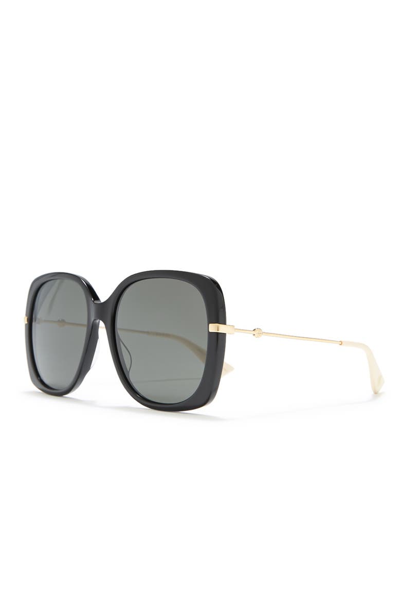 57mm Square Sunglasses, Alternate, color, BLACK