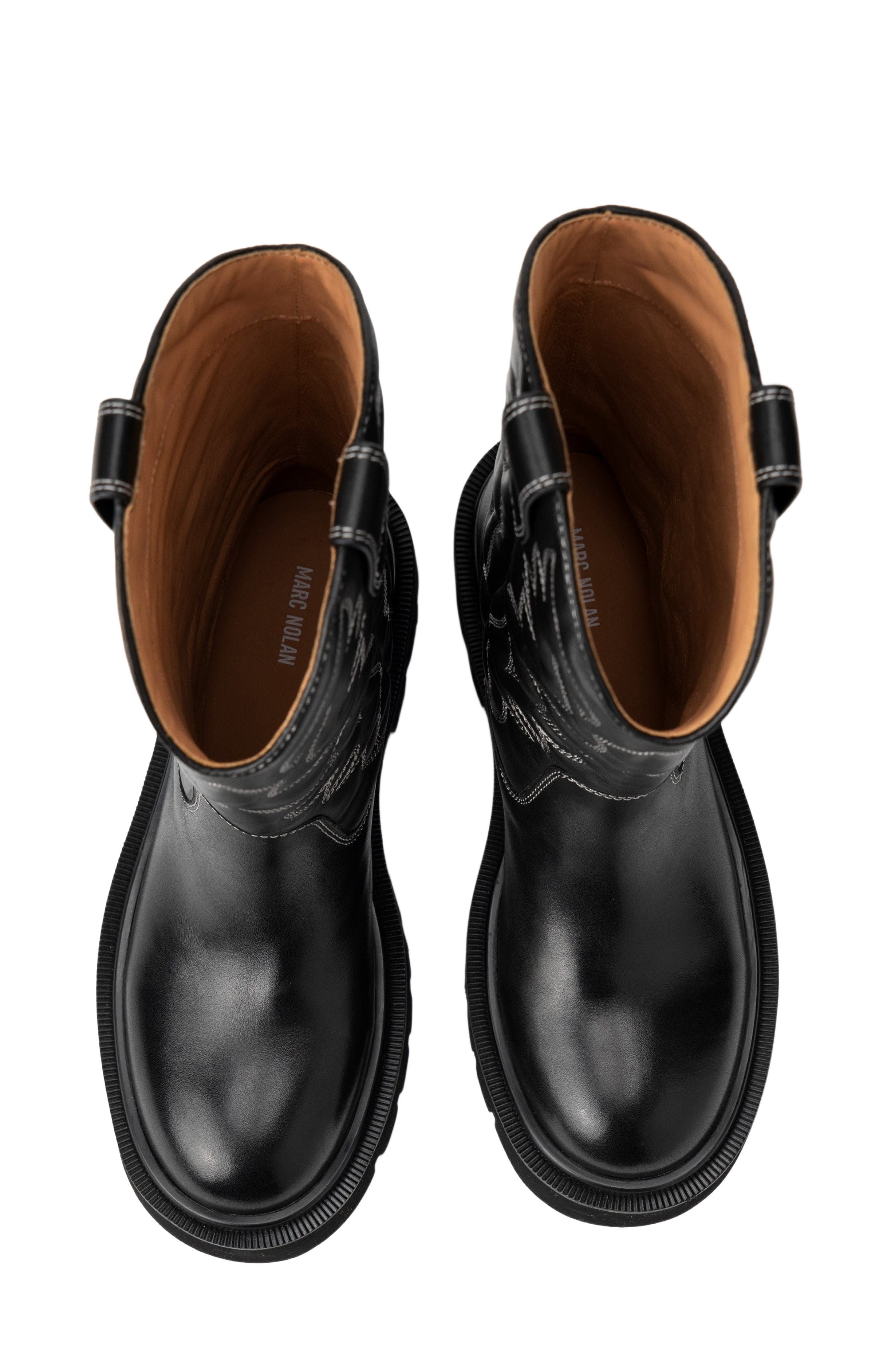 MARC NOLAN Daisy Lug Cowgirl Boots, Alternate, color, Black