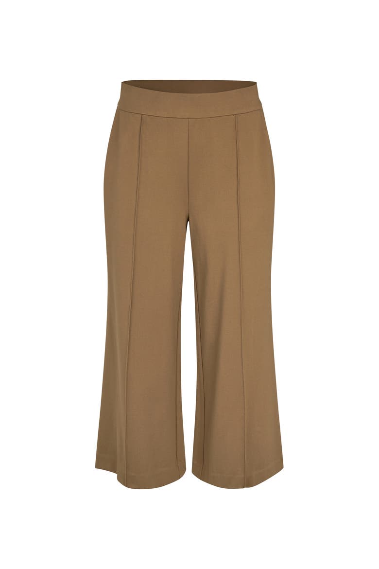 Mid-Rise Cropped Wide-Leg Trousers, Alternate, color, Otter