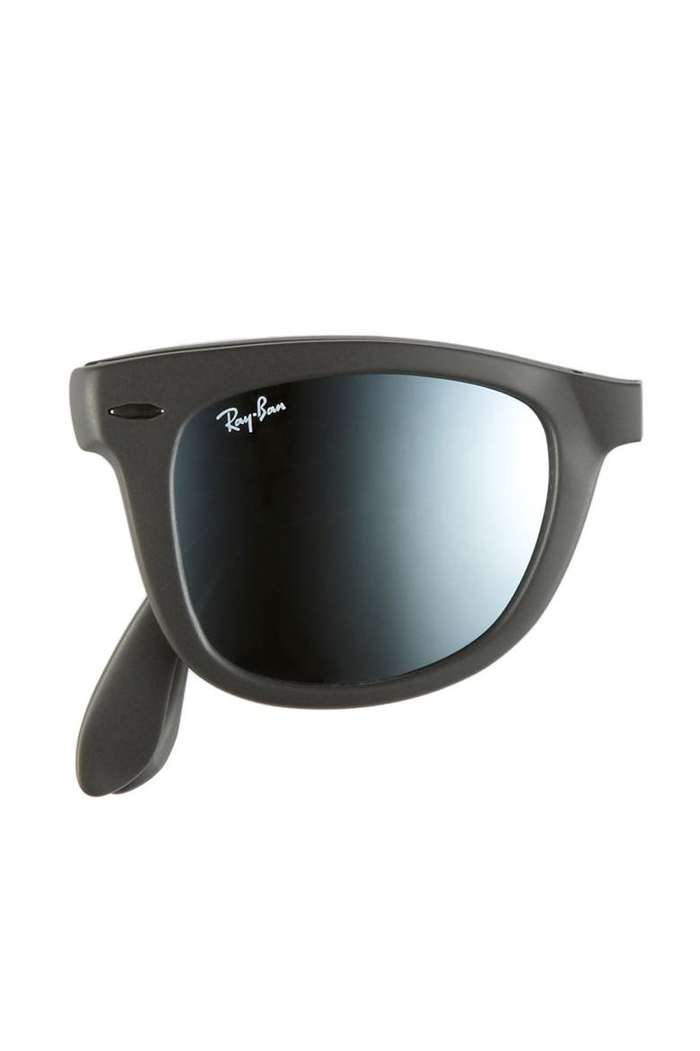 'Folding Wayfarer' 50mm Sunglasses, Alternate, color, MATTE GREY