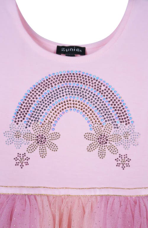 Zunie Kids' Sequin Rainbow Tiered Dress In Pink Multi