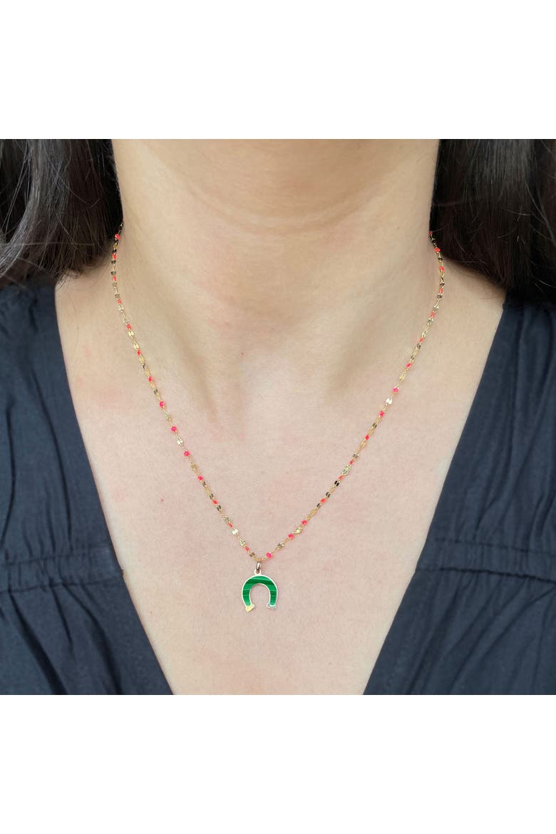 Malachite Horseshoe Charm, Alternate, color, Malachite