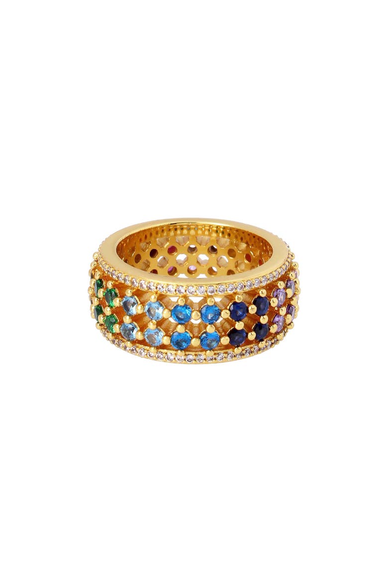 Rainbow Pavé Band Ring, Main, color, GOLD/ MULTI
