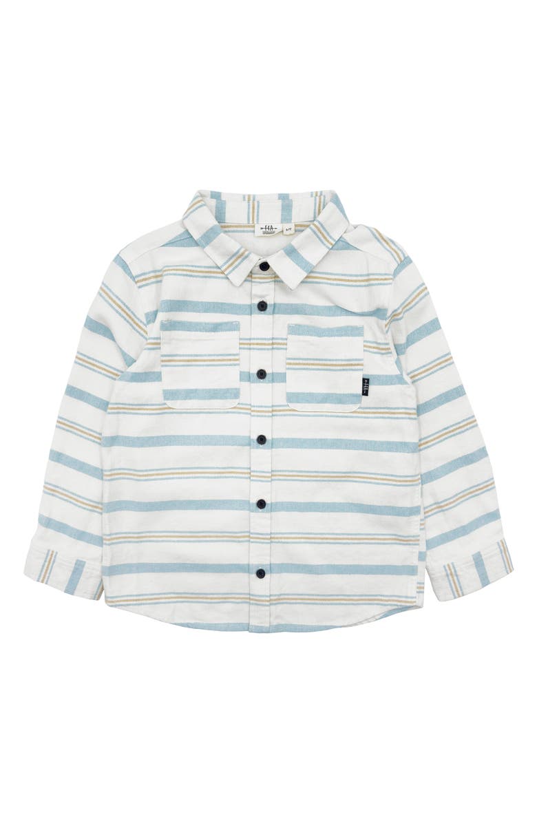 Feather 4 Arrow Kids' Sundown Stripe Cotton Flannel Button-Up Shirt, Main, color, Ivory