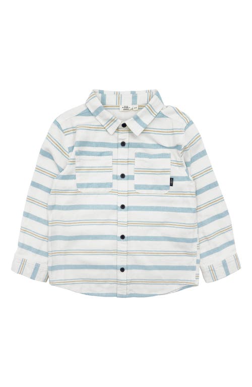 Feather 4 Arrow Kids' Sundown Stripe Cotton Flannel Button-up Shirt In White