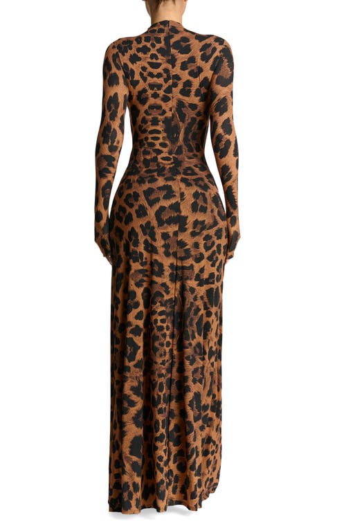 Naked Wardrobe Leopard Print Long Sleeve Maxi Dress In Leopard