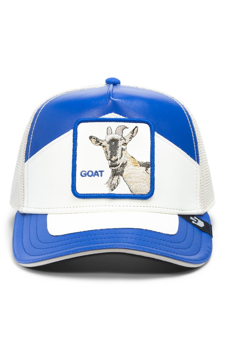 Goorin Bros. Moto Goat Faux Leather Trucker Hat, Alternate, color, Blue