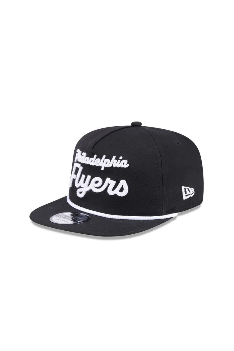 Men's New Era  Black Philadelphia Flyers Team Text Golfer Adjustable Hat, Alternate, color, Black