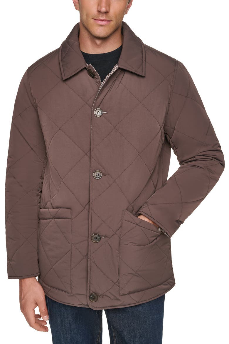 Oversized Diamond Quilt Reversible Jacket, Alternate, color, BROWN MULTI