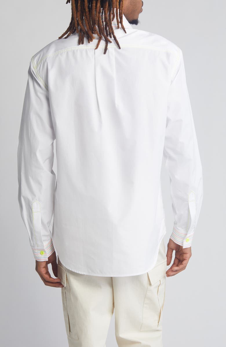 AGBOBLY Contrast Stitch Cotton Button-Up Shirt, Alternate, color, 