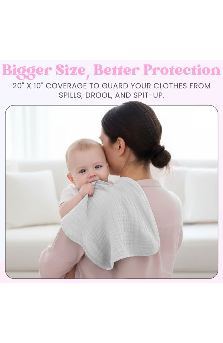 Mère & Moi Muslin Burp Cloths, Alternate, color, White