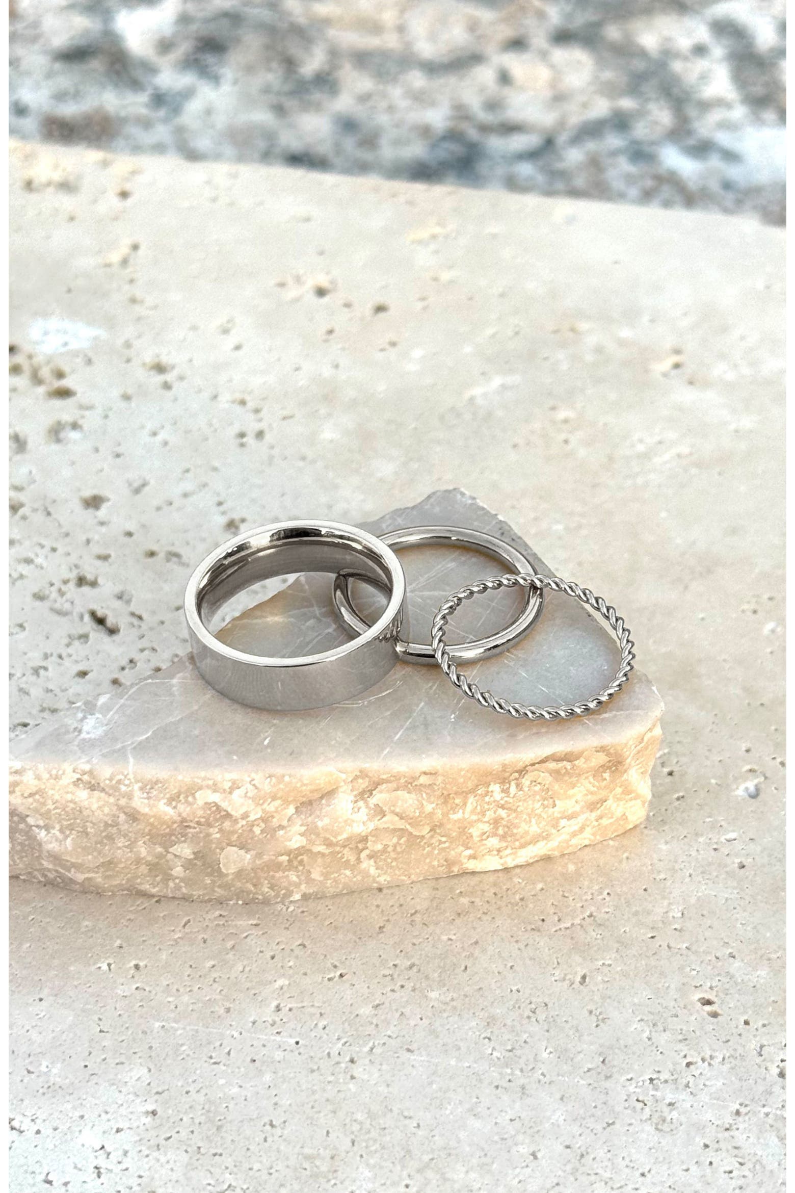 Three Ring Stack Adornia Set of 3 Tarnish Resistant Assorted Stacking Rings (Women ...