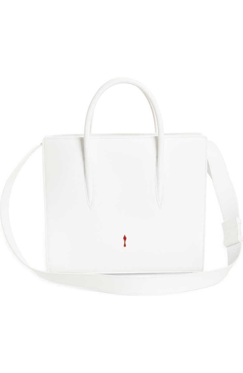 Christian Louboutin Medium Paloma Studded Leather Satchel, Alternate, color, Bianco/ Bianco