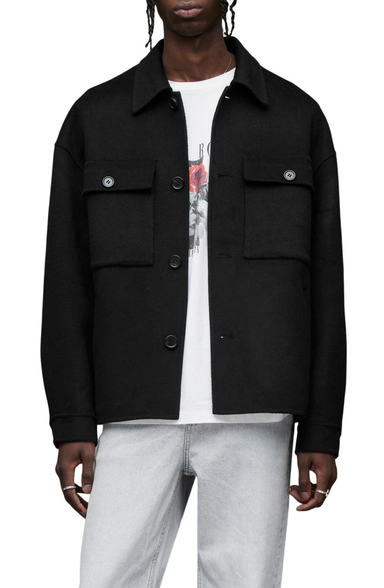 AllSaints Broderick Recycled Wool Blend Shirt Jacket, Main, color,